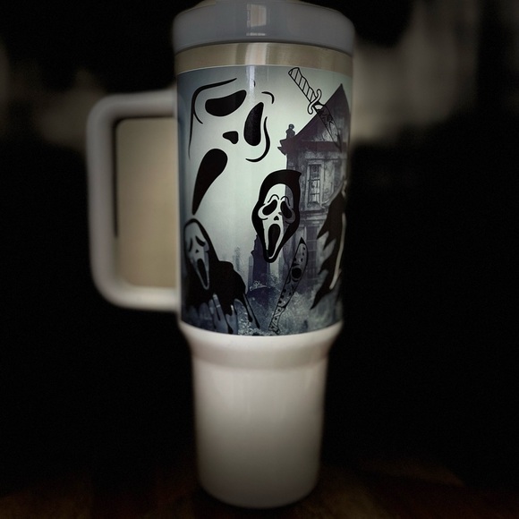 Handmade Ghost Face Tumbler Brand New 40 oz double wall stainless tumbler for tr - Picture 5 of 8